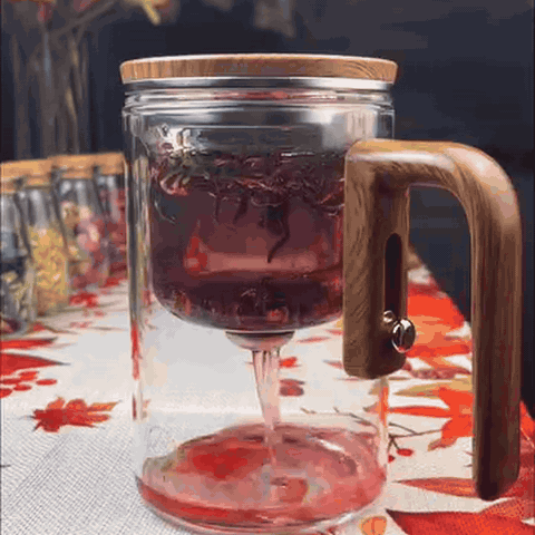 gif — Teiera Magnetica™ in vetro borosilicato con infusore e manico in legno