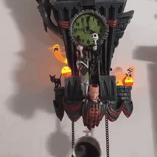 gif — Orologio a Cucù di Halloween – Casa Stregata in Resina Dipinta a Mano