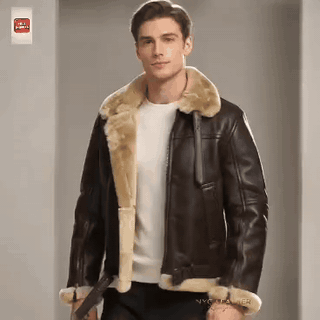 gif — Giubbotto Aviatore B3 con Fodera Effetto Montone