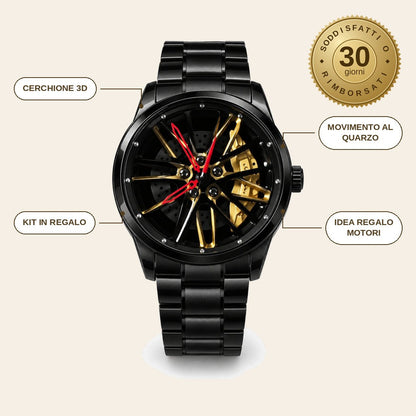 infographie — GiroCerchio™ – Orologio con Cerchione 3D Rotante e Cinturino in Metallo