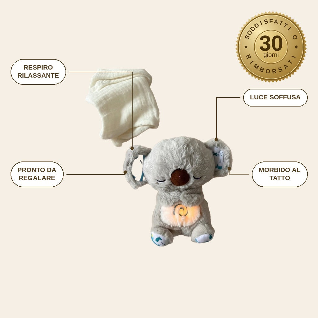 infographie — Koala che Respira – peluche con respiro, luce soffusa e ninna nanna