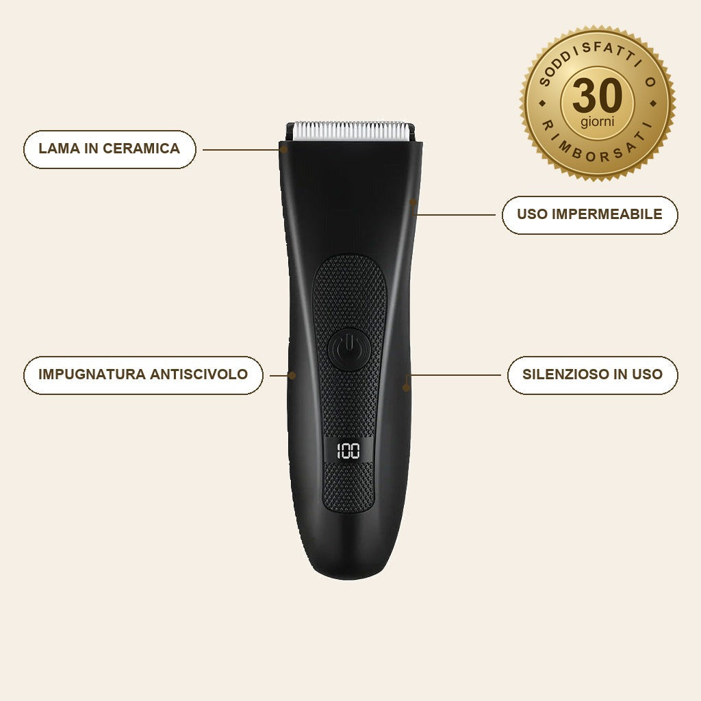 infographie — DermaTrim™ Rifinitore Corpo Ricaricabile
