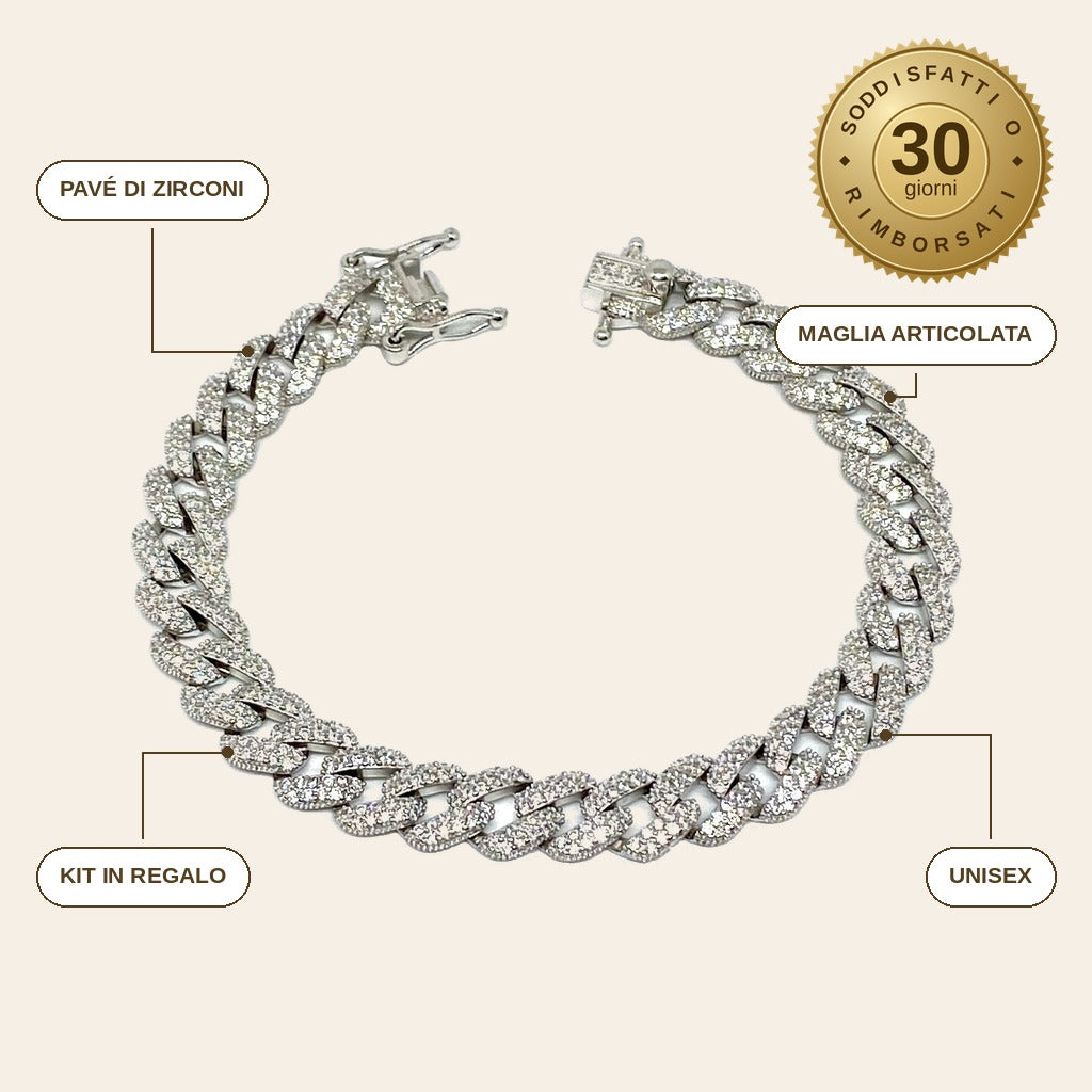 infographie — Bracciale Groumette Iced con Zirconi