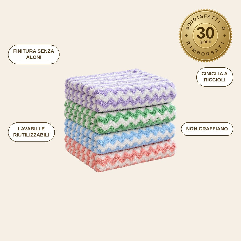 infographie — Panni in Microfibra Ciniglia – Set da 10 + Panno Vetri in Omaggio
