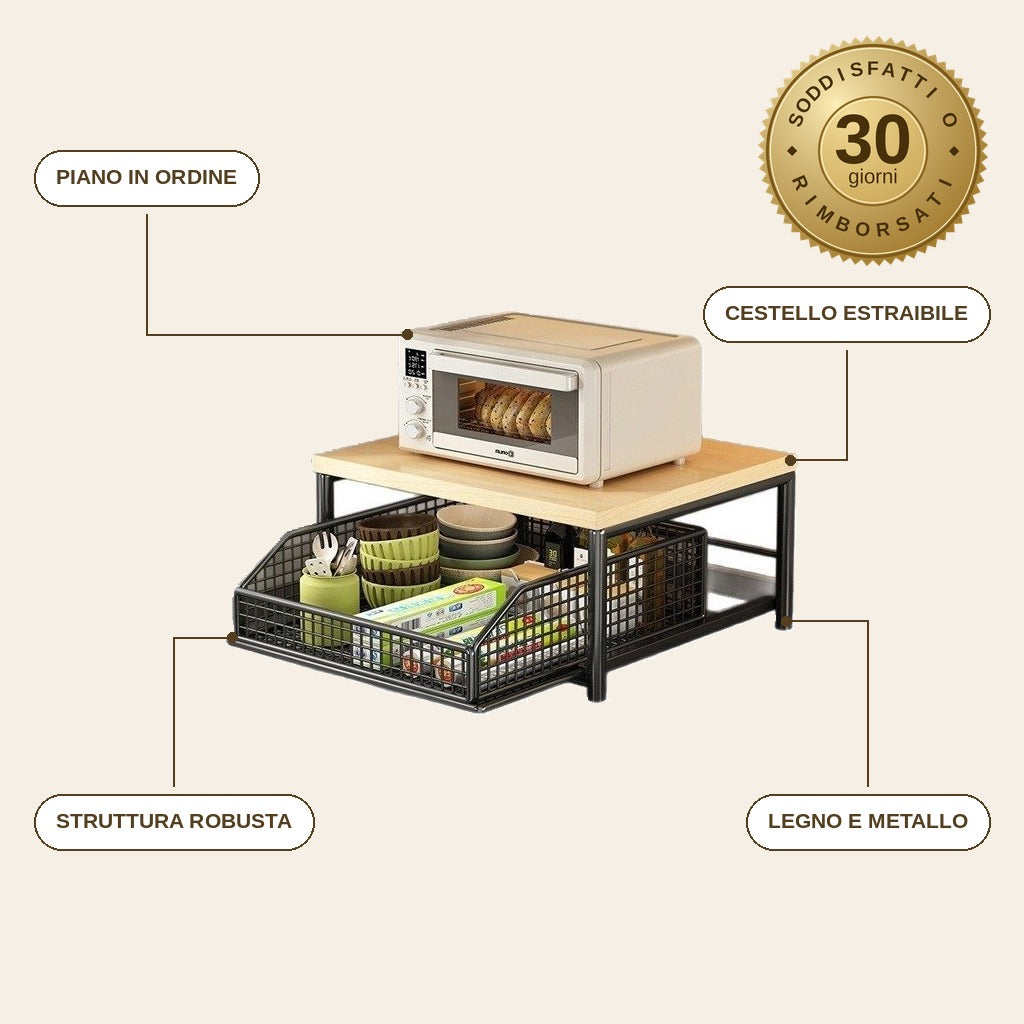 infographie — OrdinaPiano™ – Scaffale da Piano con Cestello Estraibile