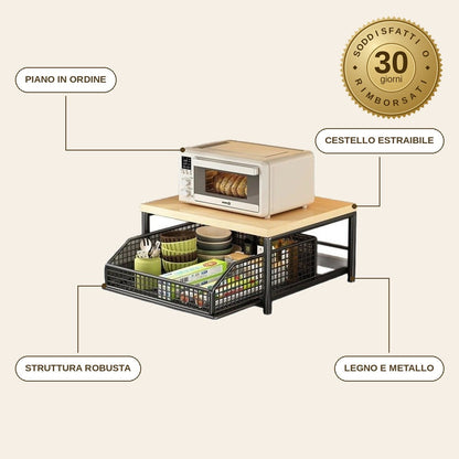 infographie — OrdinaPiano™ – Scaffale da Piano con Cestello Estraibile