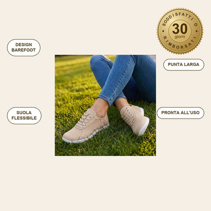 infographie — Scarpe Barefoot Ergonomiche FlexNatura™ – Comfort Naturale e Suola Flessibile