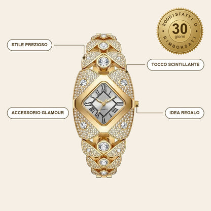 infographie — Orologio Gioiello da Donna con Quadrante a Losanga e Strass