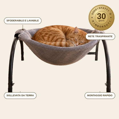 infographie — Amaca per Gatti e Cani Autoportante – Cuccia Sollevata, Sfoderabile e Lavabile