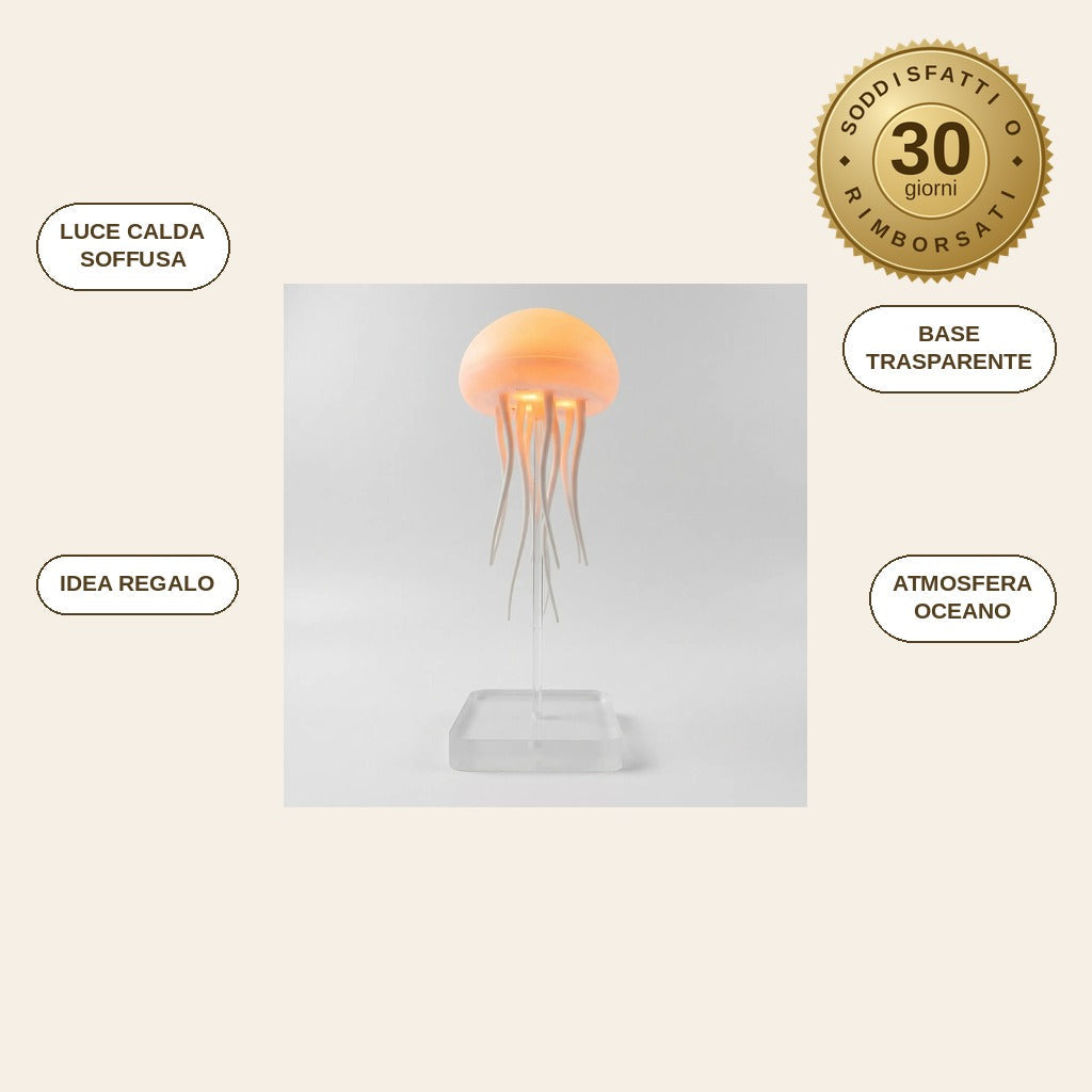 infographie — Lampada Medusa LED – Luce Calda d'Atmosfera con Base Trasparente
