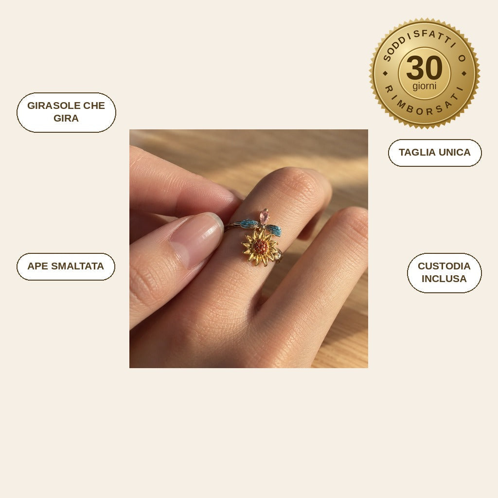 infographie — Anello Girasole con Ape Girevole – Taglia Unica Regolabile