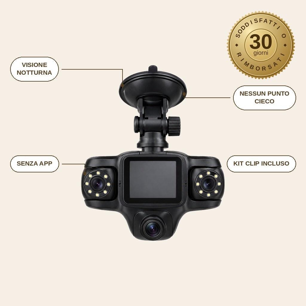 RoadEye Pro™ – Specchietto Dash Cam 5 Obiettivi con Visione Notturna