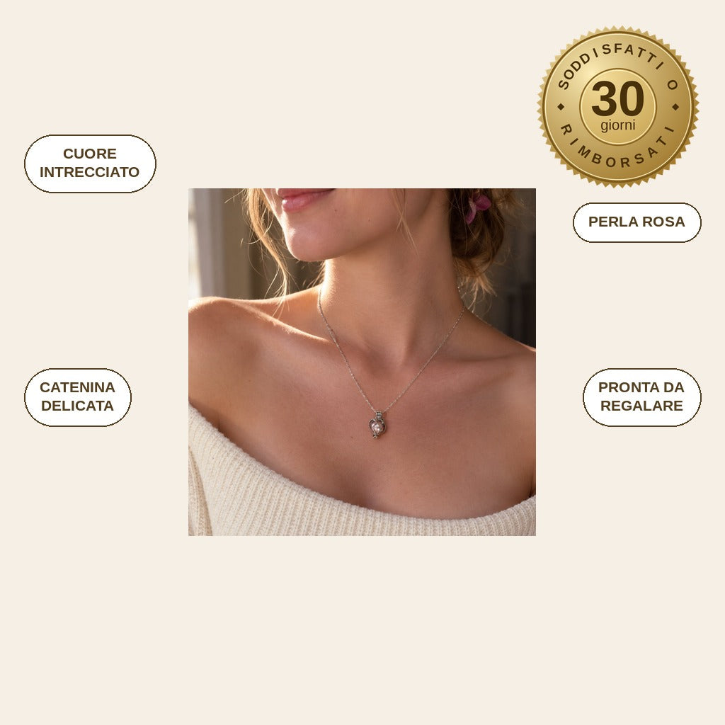 infographie — Collana Cuore di Perla – Ciondolo a Gabbia con Perla Rosa
