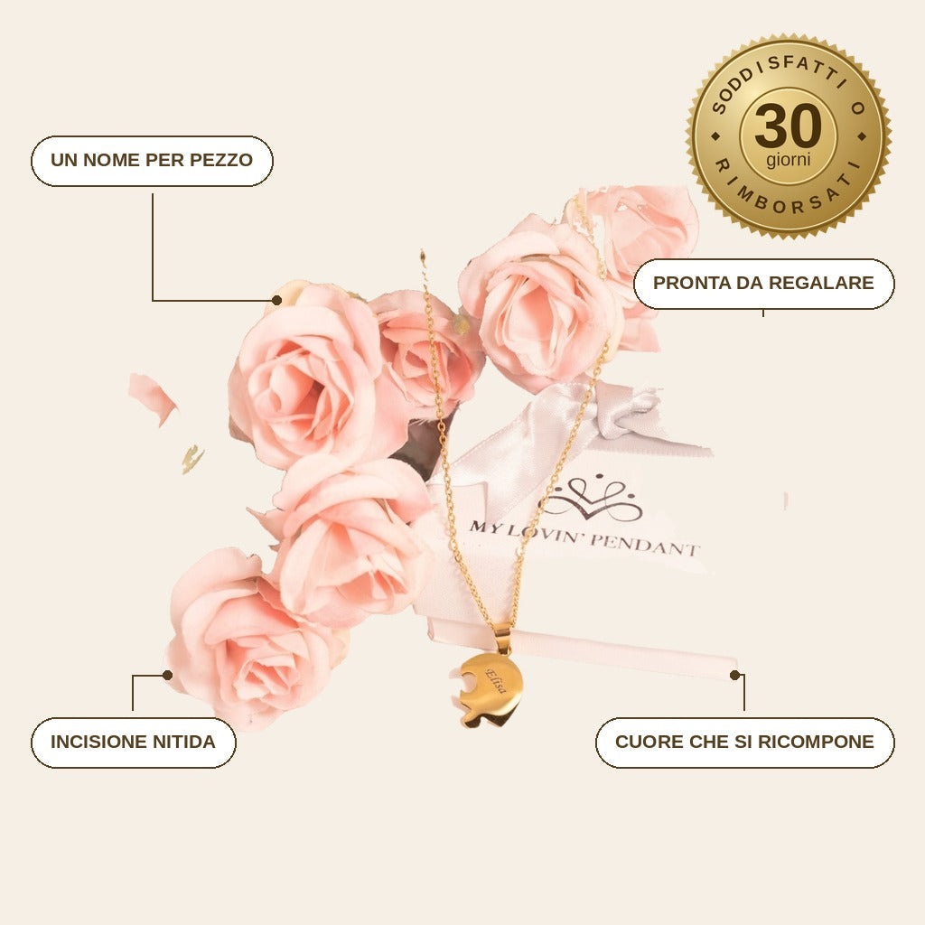 infographie — Collana Cuore Puzzle con Nomi Incisi – Da 2 a 8 Pezzi