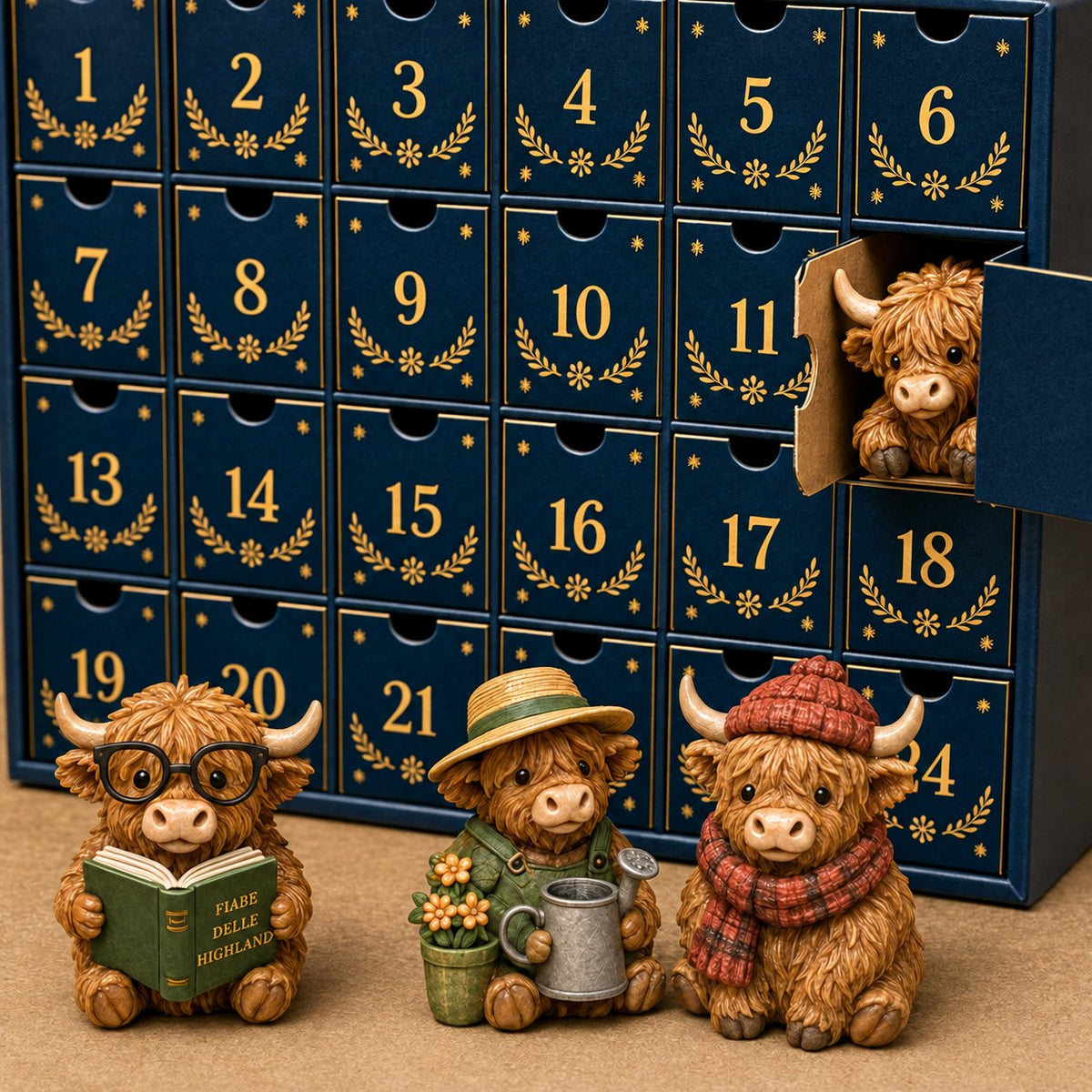 packshot — Calendario dell'Avvento Mucche Highland – 24 mini figure tutte diverse