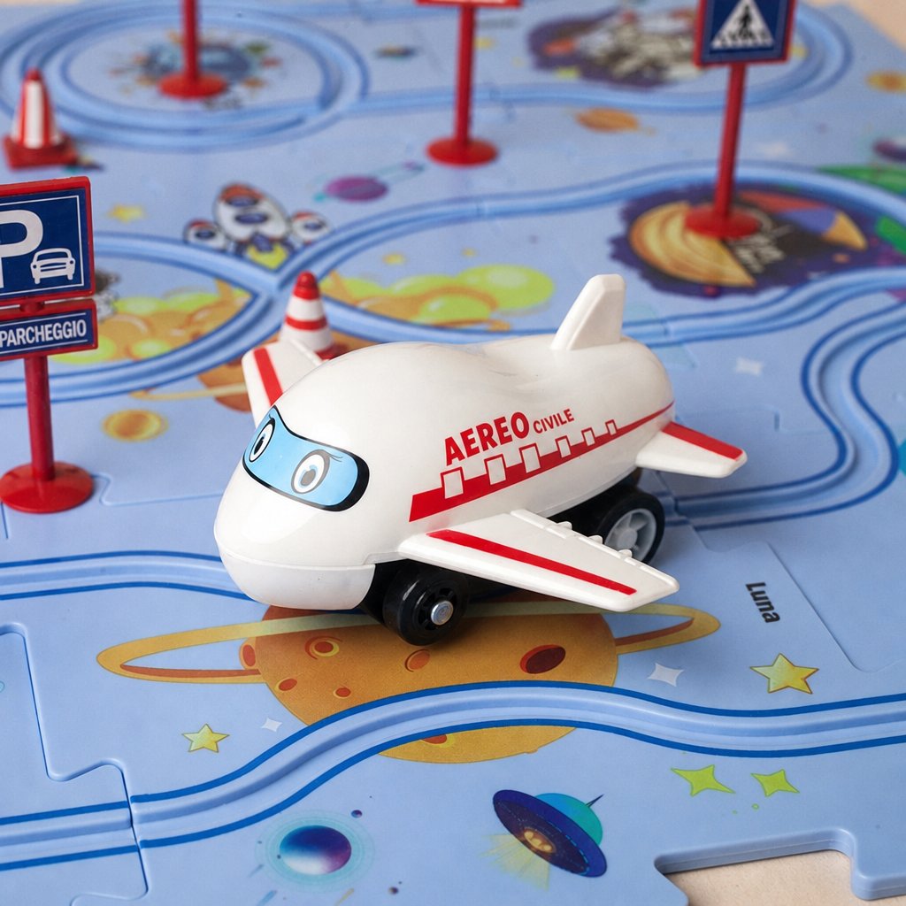 packshot — Pista Puzzle Elettrica con Macchinina – Circuito a Incastro per Bambini