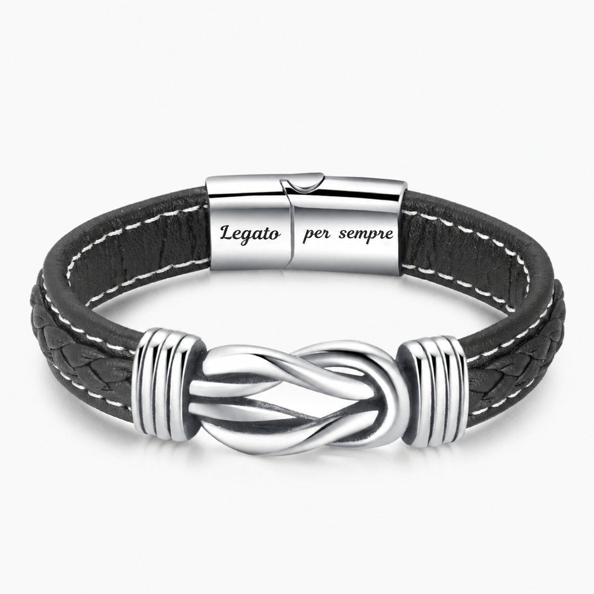 packshot — Bracciale in Pelle Intrecciata · Nodo dell'Infinito