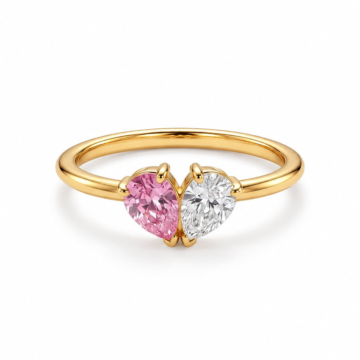 couleur Oro — Anello Cuore Pietre di Nascita – Due Pietre, Due Persone