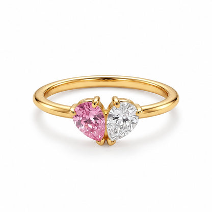 couleur Oro — Anello Cuore Pietre di Nascita – Due Pietre, Due Persone