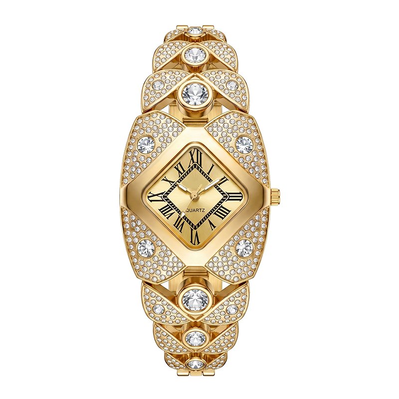 couleur Oro-Oro — Orologio Gioiello da Donna con Quadrante a Losanga e Strass