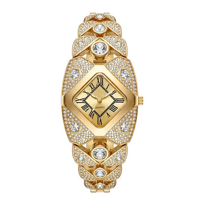 couleur Oro-Oro — Orologio Gioiello da Donna con Quadrante a Losanga e Strass