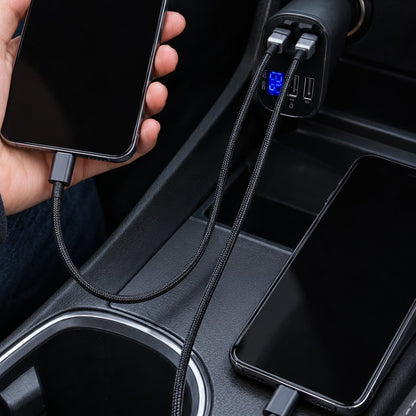 situation — Caricatore Auto Retrattile 4 in 1 – Cavi Type-C e Lightning Integrati