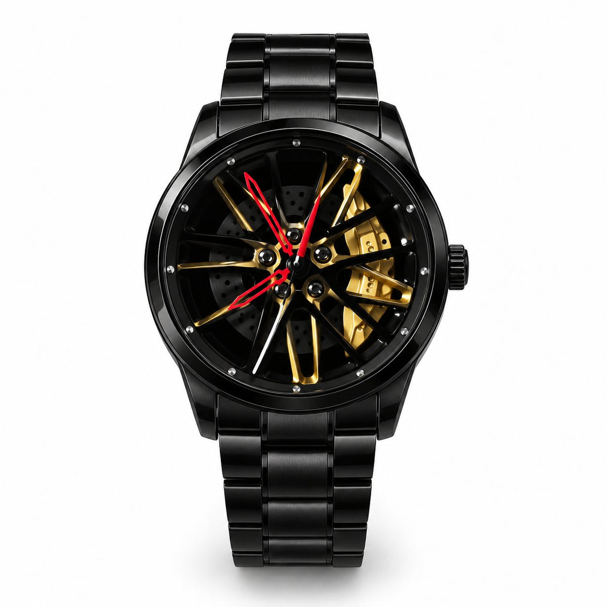 packshot — GiroCerchio™ – Orologio con Cerchione 3D Rotante e Cinturino in Metallo