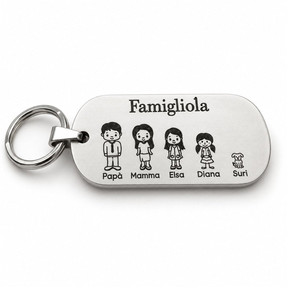 packshot — Portachiavi Famiglia Personalizzato – Inciso con i Nomi dei Tuoi Cari