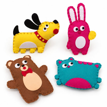 packshot — Kit Cucito Animali in Feltro per Bambini – Pezzi Pretagliati e Ago a Punta Tonda