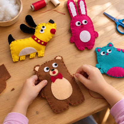 situation — Kit Cucito Animali in Feltro per Bambini – Pezzi Pretagliati e Ago a Punta Tonda