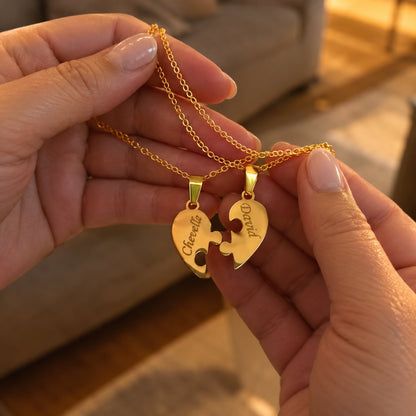 situation — Collana Cuore Puzzle con Nomi Incisi – Da 2 a 8 Pezzi