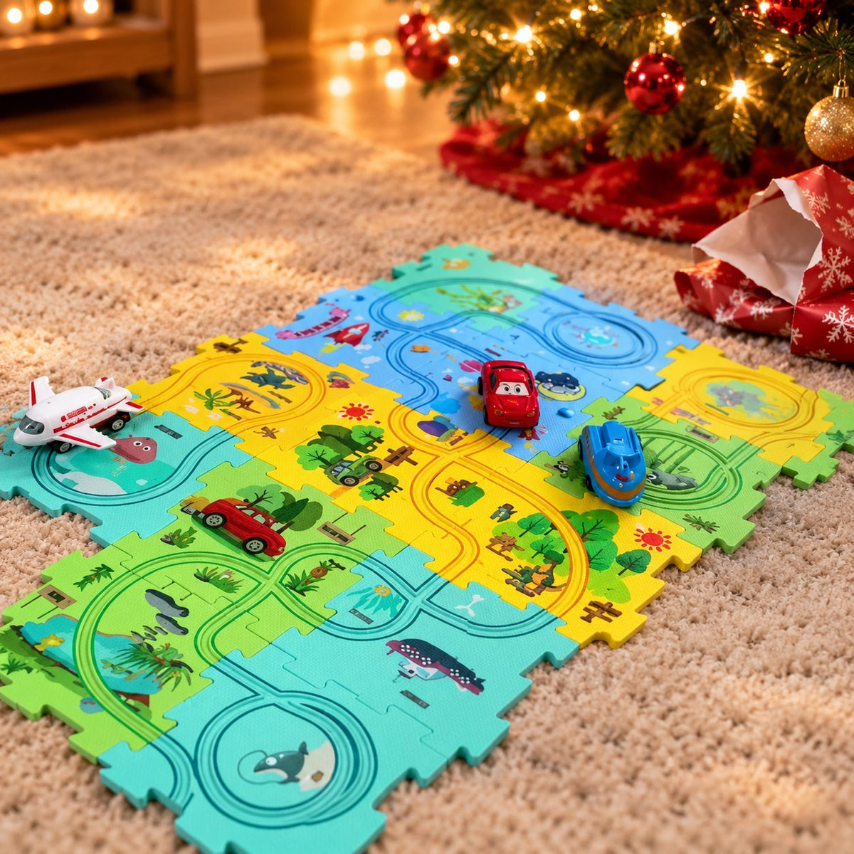 situation — Pista Puzzle Elettrica con Macchinina – Circuito a Incastro per Bambini