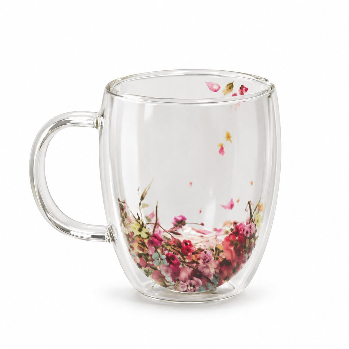 packshot — Tazza in Vetro a Doppia Parete con Fiori Secchi – 350 ml