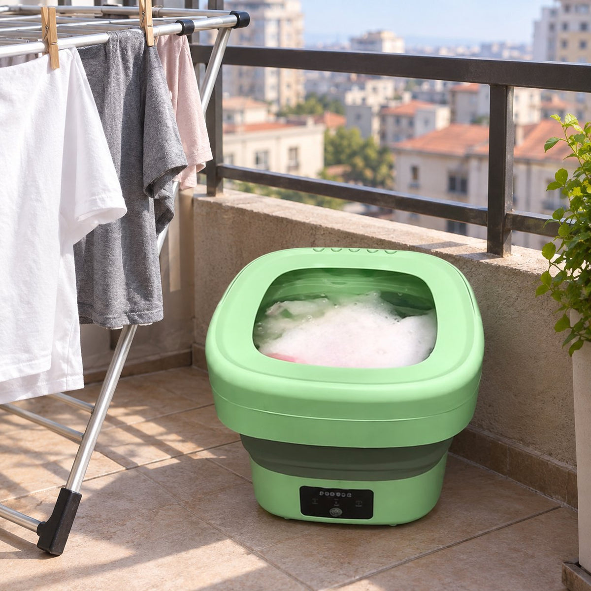 situation — Mini Lavatrice Pieghevole Portatile 8 L con Centrifuga