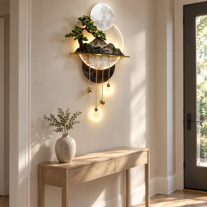 situation — Quadro LED 3D Bonsai e Luna – Scultura Luminosa da Parete
