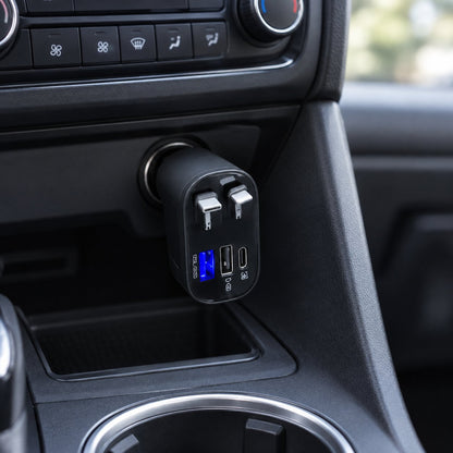 situation — Caricatore Auto Retrattile 4 in 1 – Cavi Type-C e Lightning Integrati