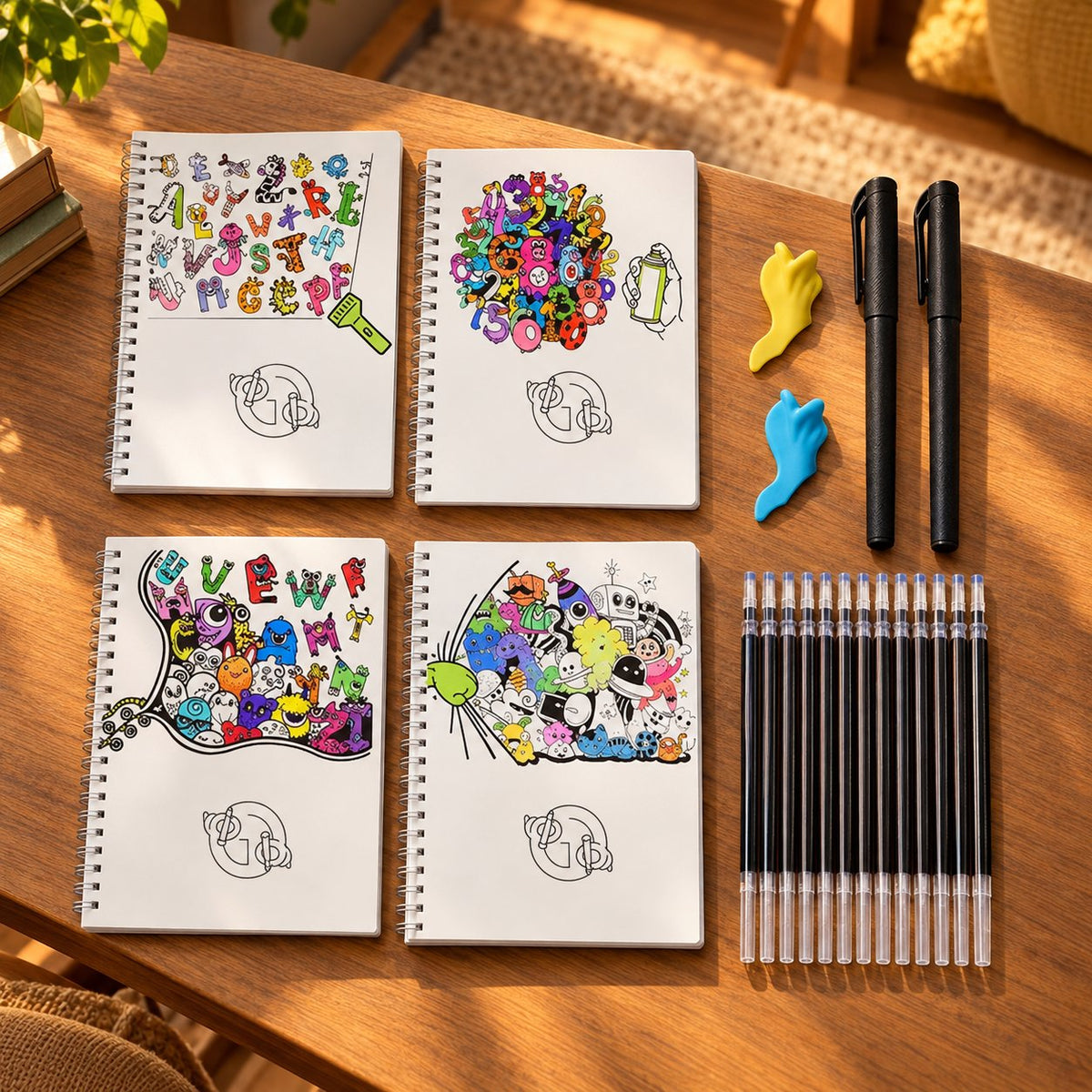 situation — Quaderni di Calligrafia Riutilizzabili con Scanalature – Set da 4