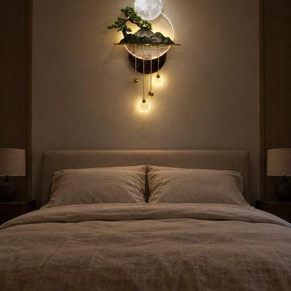 situation — Quadro LED 3D Bonsai e Luna – Scultura Luminosa da Parete