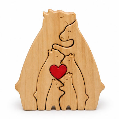 packshot — Puzzle Famiglia di Orsi in Legno Personalizzato