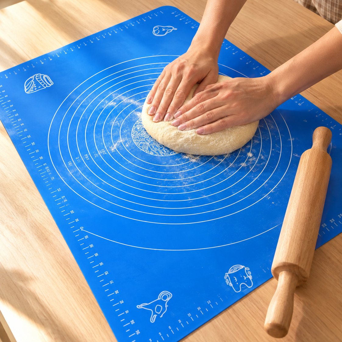 packshot — Tappetino XL in Silicone per Impastare 40×50 cm – Antiaderente, Antiscivolo, con Cerchi Graduati