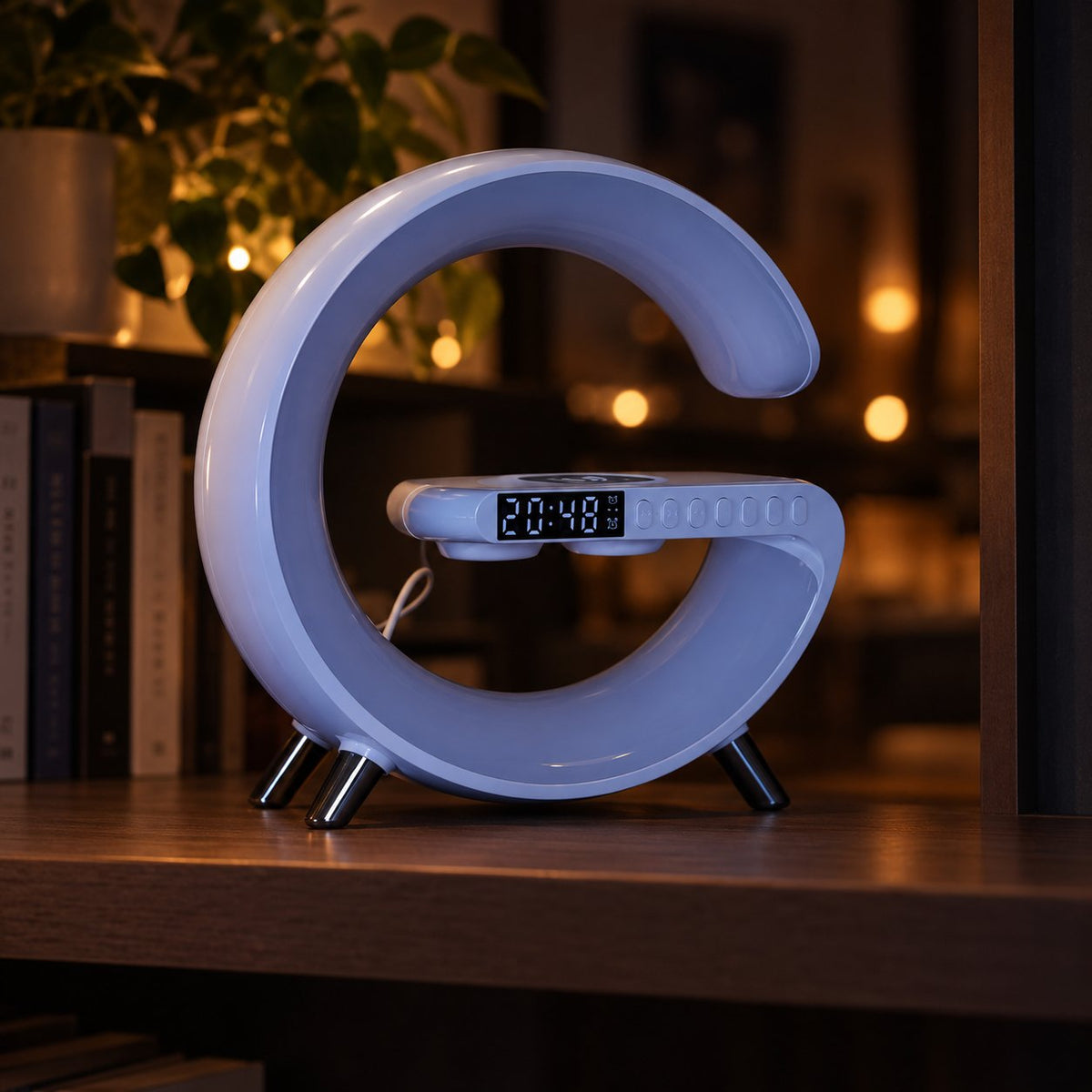 situation — Cassa Bluetooth Sveglia con Caricatore Wireless e Luce d'Atmosfera – Orologio, Radio FM e Ricarica Telefono