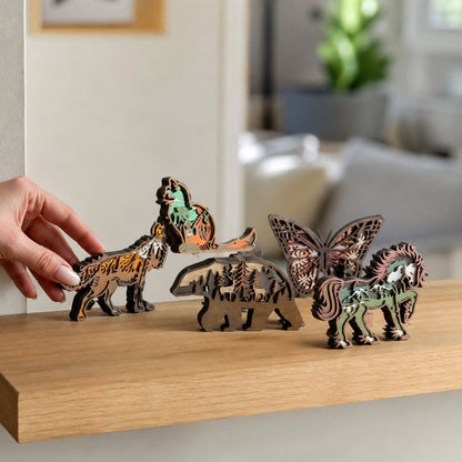 packshot — Lupo in Legno 3D – Paesaggio Dipinto a Mano