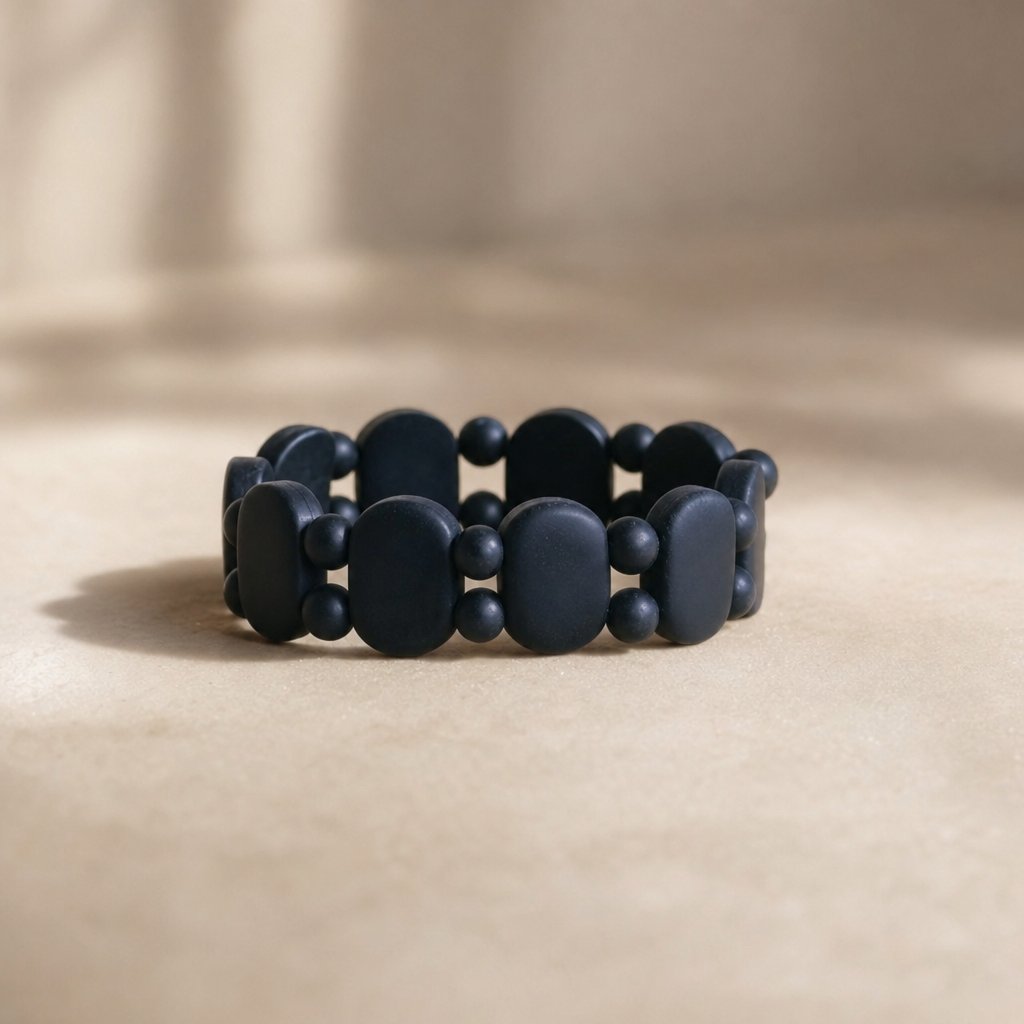 situation — NeroBian™ – Bracciale in Pietra di Bian Naturale, Elastico, Uomo e Donna