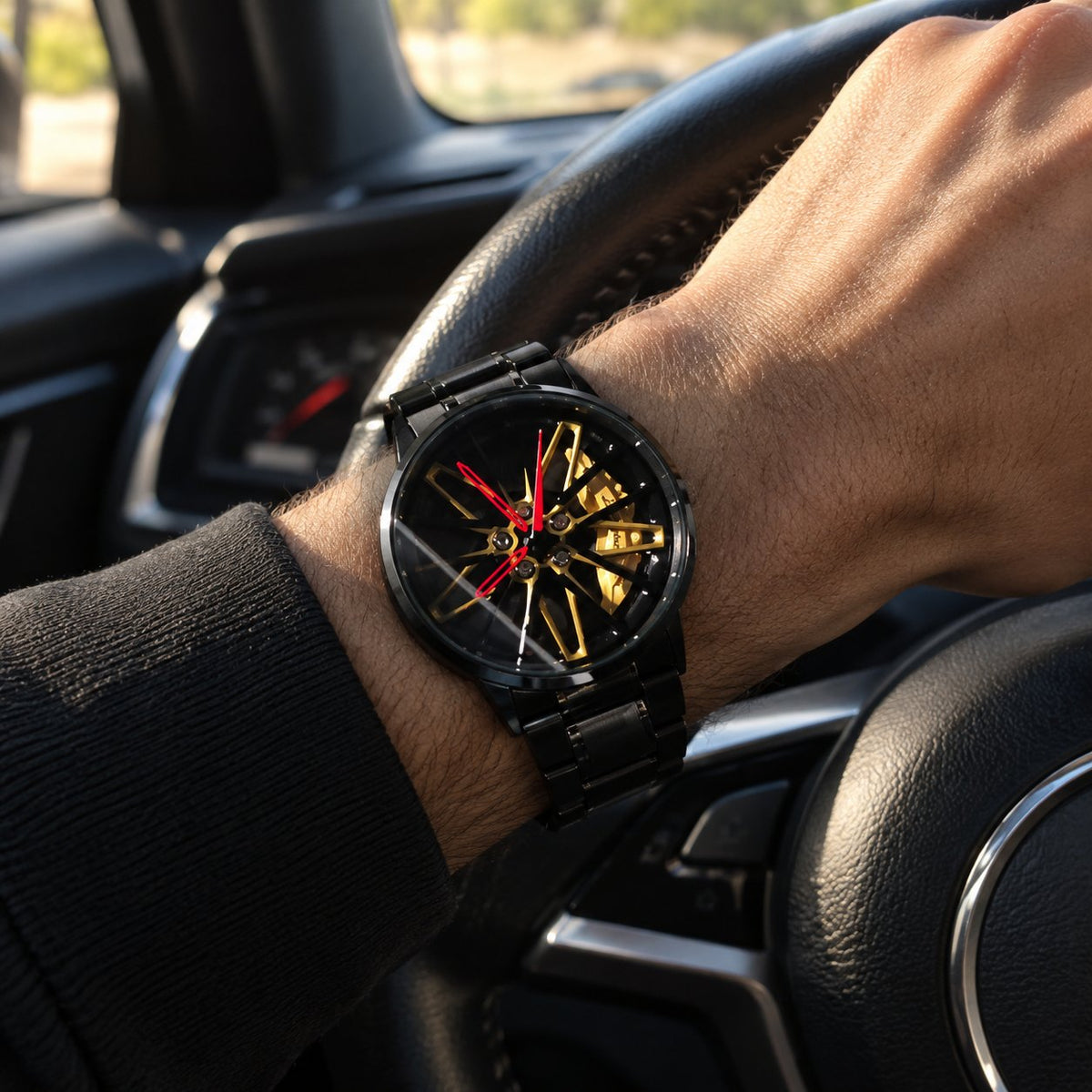 situation — GiroCerchio™ – Orologio con Cerchione 3D Rotante e Cinturino in Metallo