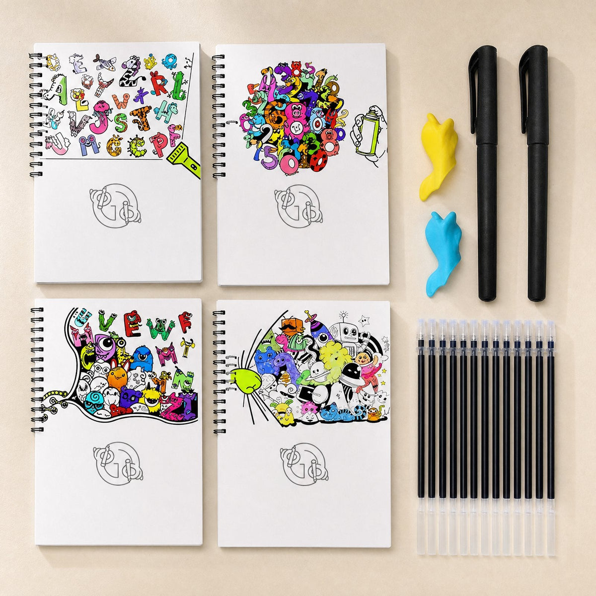 situation — Quaderni di Calligrafia Riutilizzabili con Scanalature – Set da 4