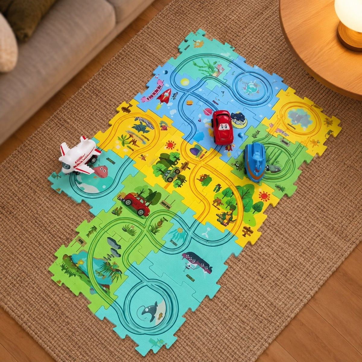 situation — Pista Puzzle Elettrica con Macchinina – Circuito a Incastro per Bambini