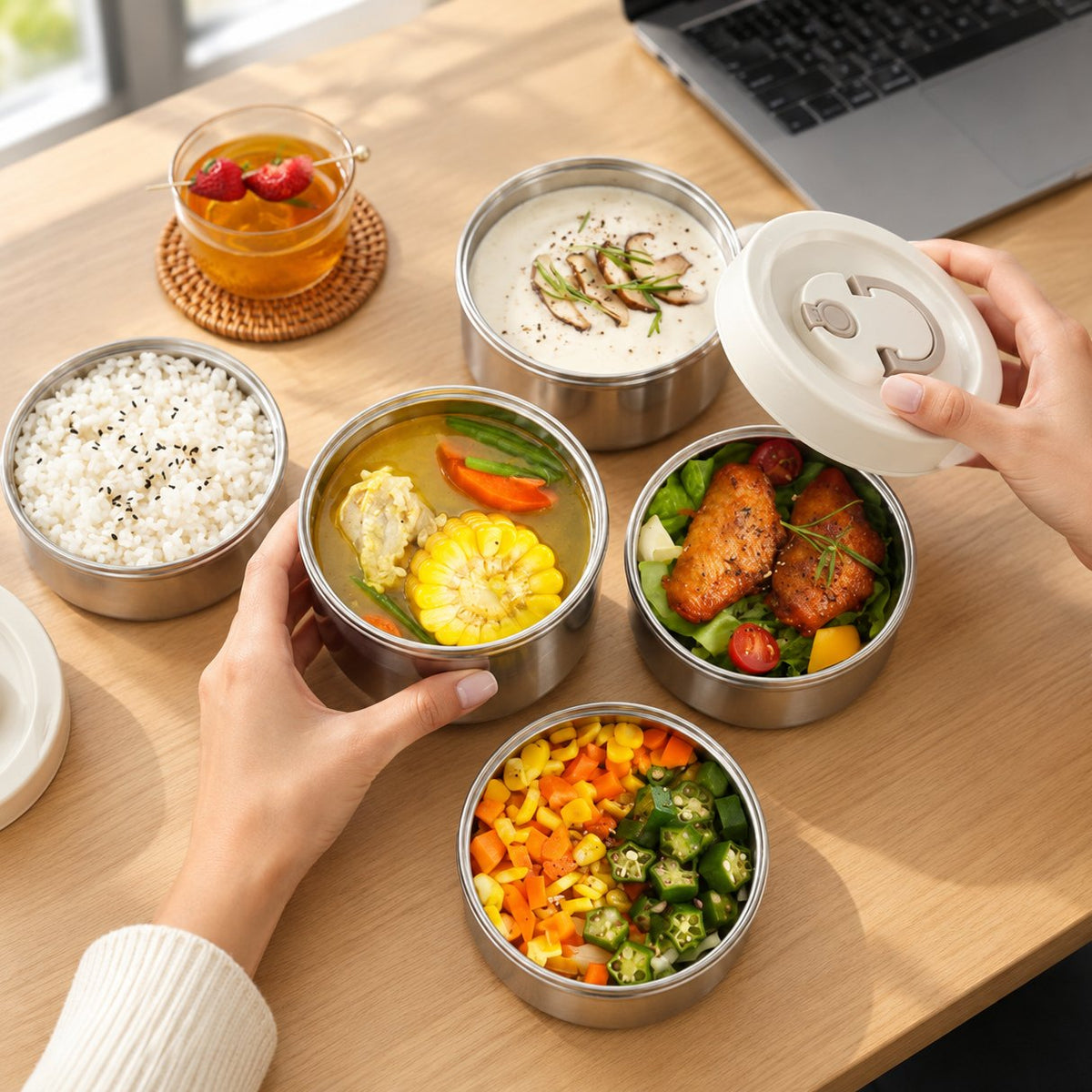 situation — Portapranzo Termico Impilabile in Acciaio Inox – Set da 4 Contenitori con Borsa