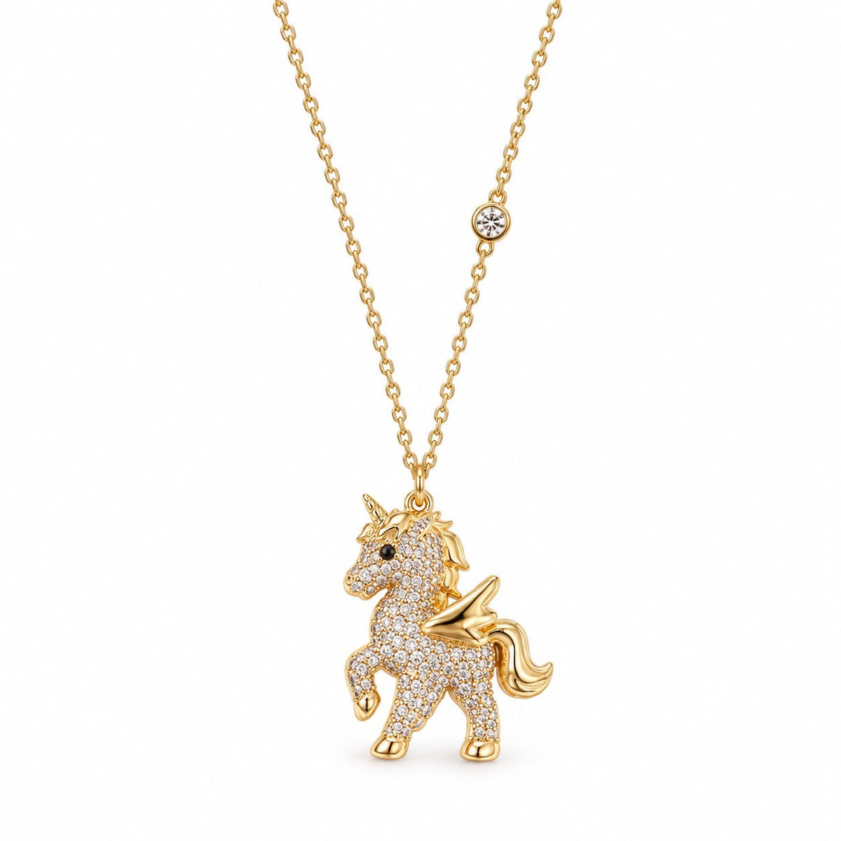 packshot — Collana Unicorno con Strass Dorata