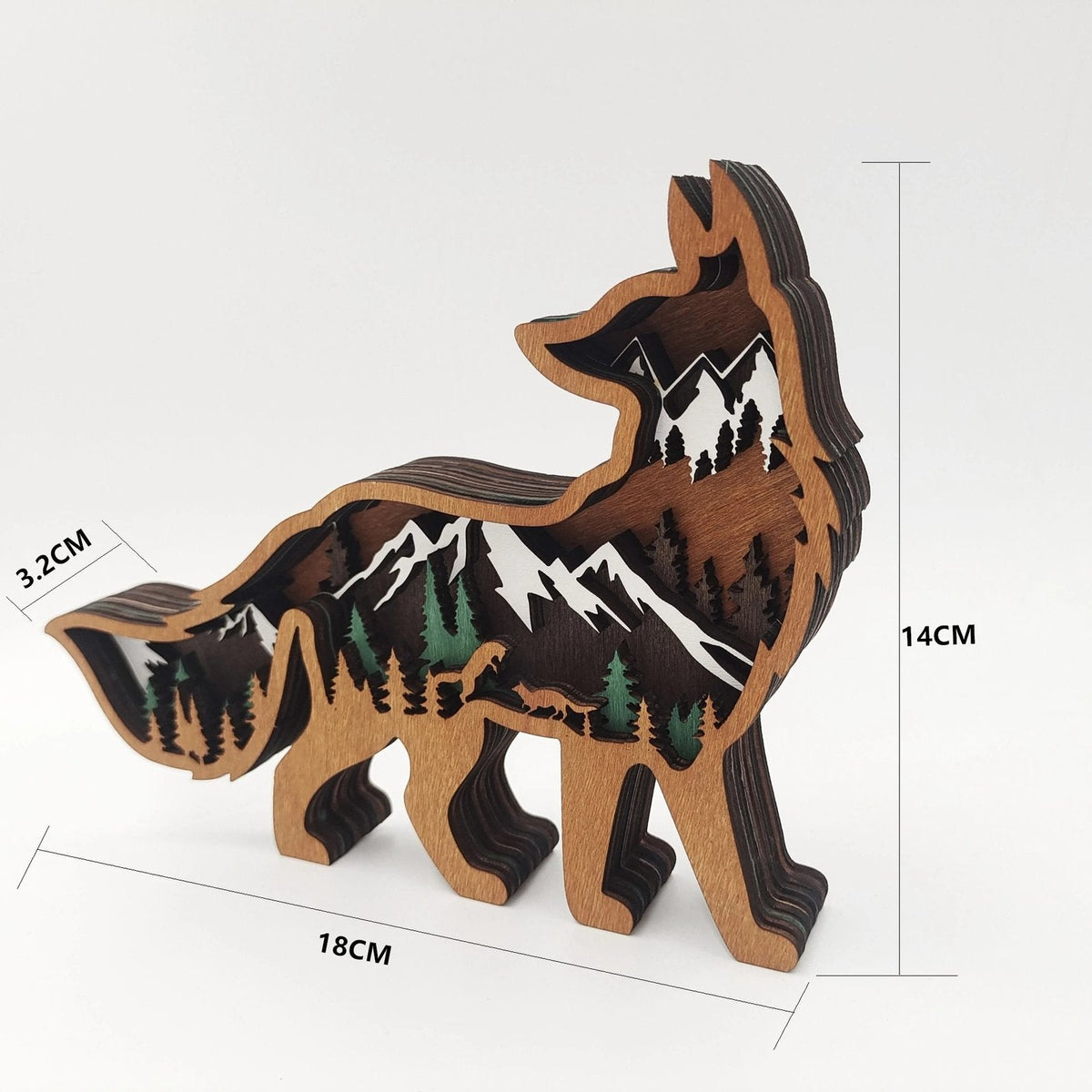 variante Volpe — Orso Decorativo in Legno 3D – Foresta Notturna con Luna e Stelle